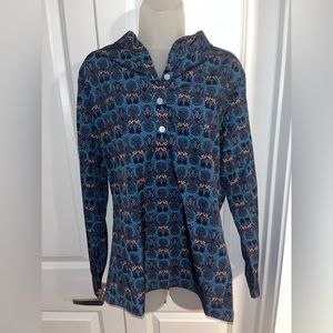 Unbranded Dark Blue / Grey / Pink / Black Fancy Designed Blouse - Size Medium